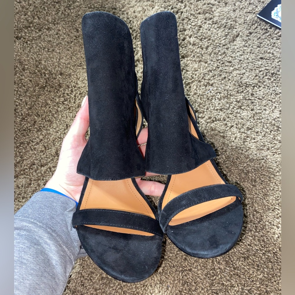 & other stories Black Suede Cut Out Strappy Black Sandal Heels - Picture 7 of 11